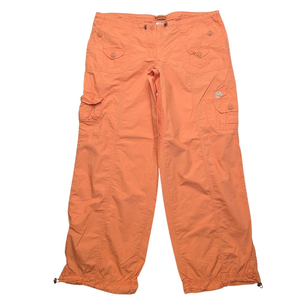 Y2K No Boundaries Cargo Pants Juniors 19 Orange Peach Melba Wide Leg Embroidered